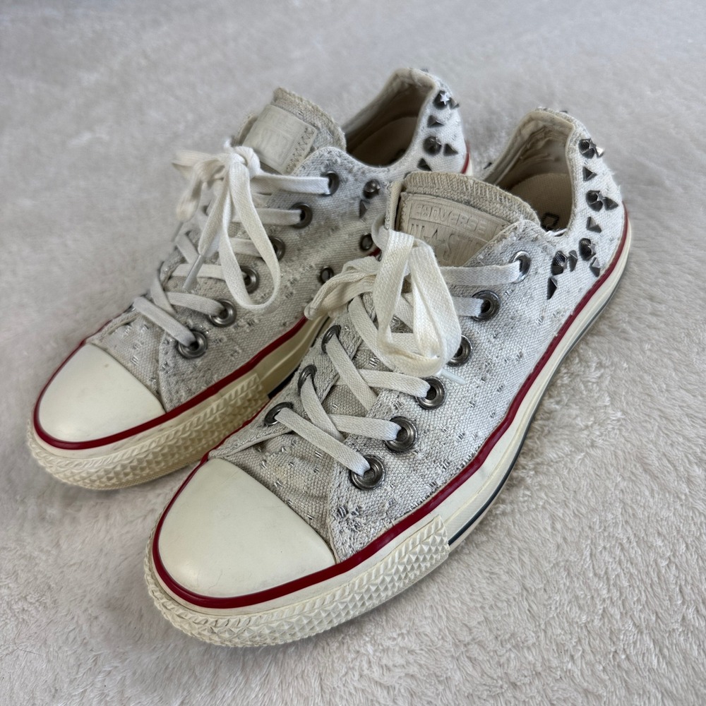 Converse‎ Chuck Taylor Studded Destroyed Low Top Womens 7 Punk Grunge Shoes Rock